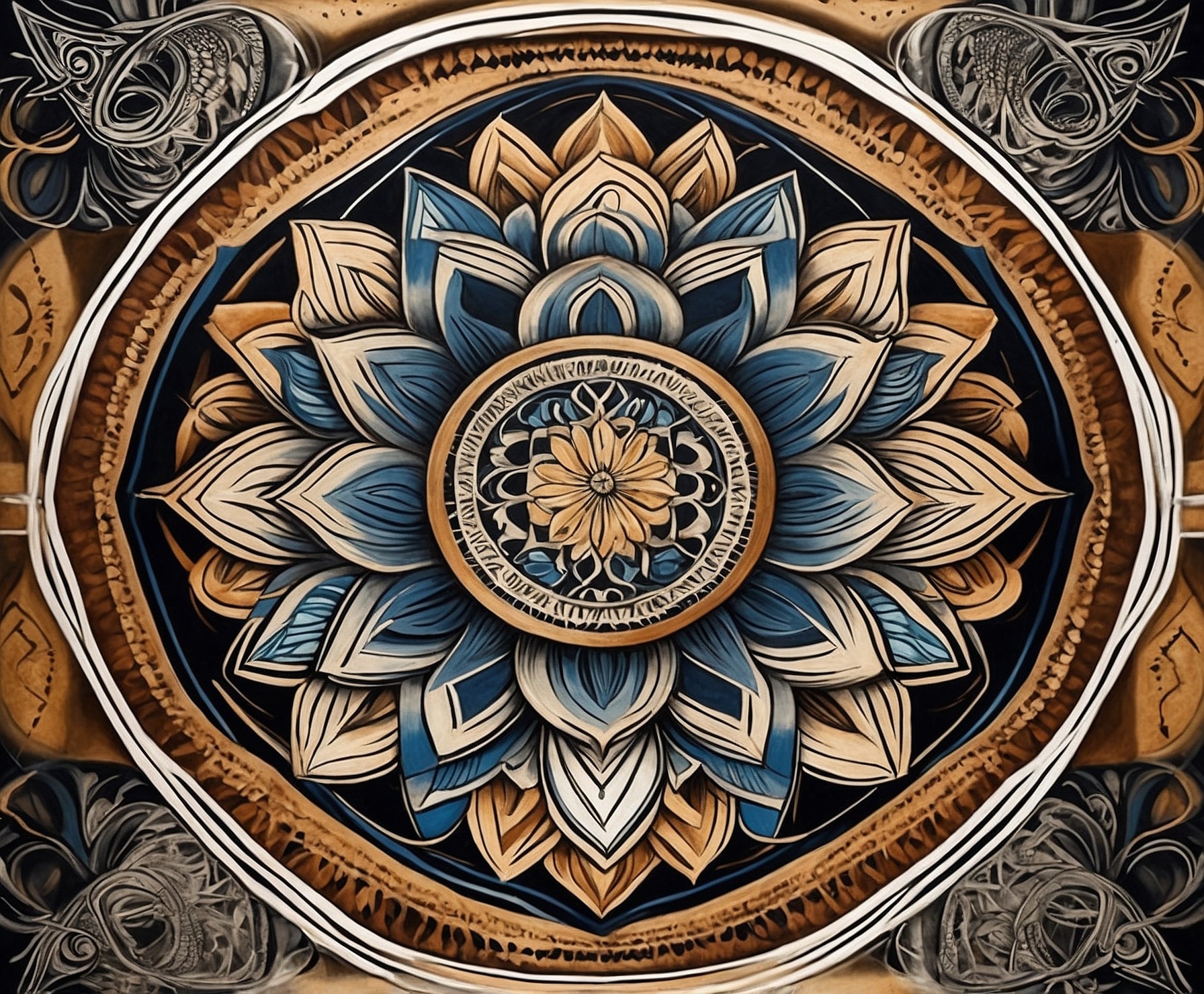 Tatuaje mandala línea fina arte detallado.