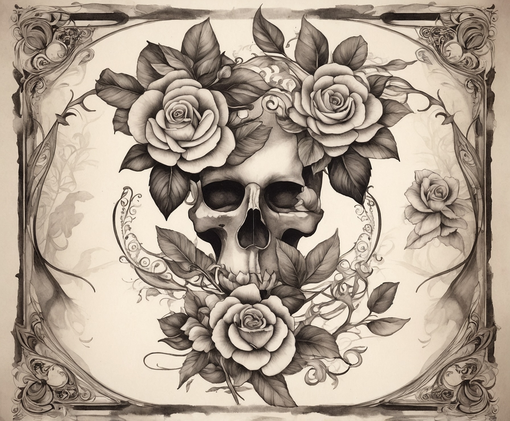Diseño de tatuaje en línea fina y naturaleza.