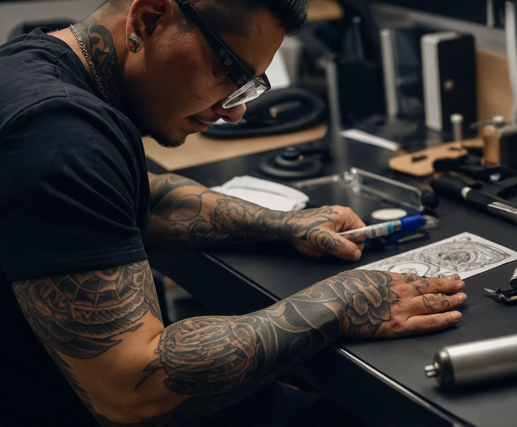 Tatuaje línea fina realista y detallado.